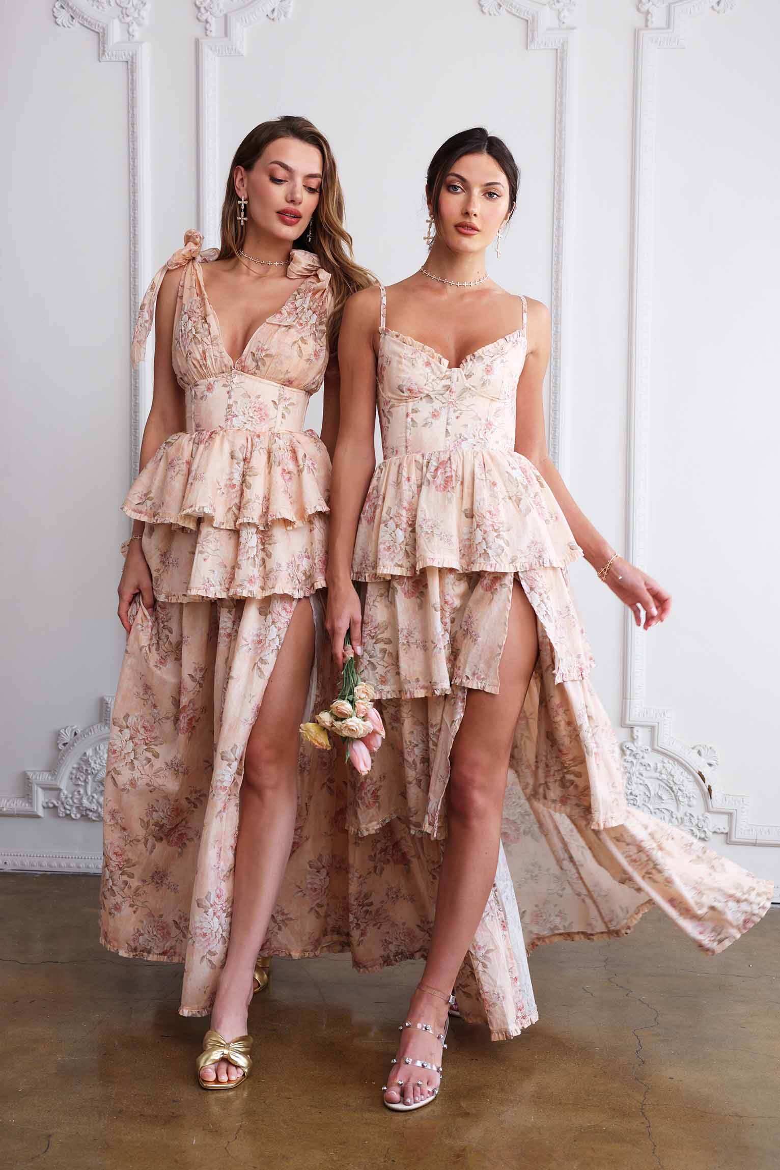 The Maile Dress in Peach Tapestry