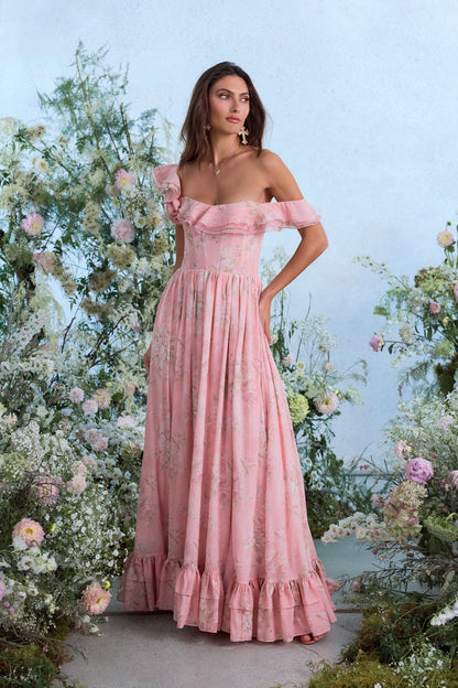 The Rosetta Dress in Light Pink Tapestry Rose