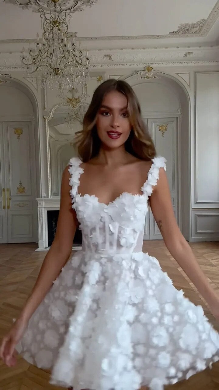 Sexy Floral Printed Suspenders Puff Skirt