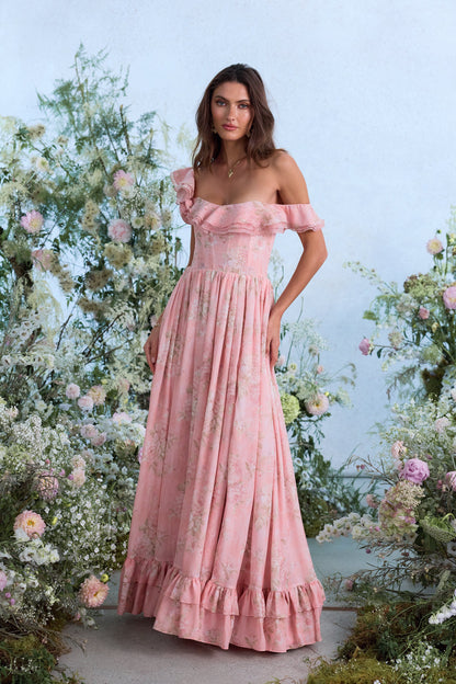 The Rosetta Dress in Light Pink Tapestry Rose