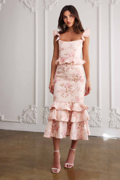 The Violet Dress in Peach Tapestry