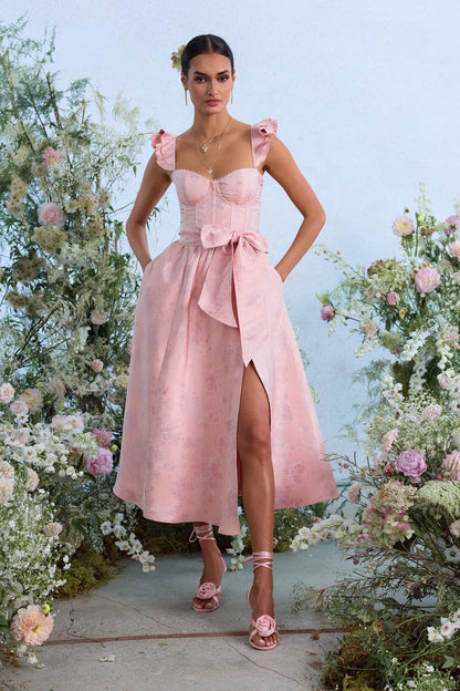 The Vera Dress in Light Pink Windsor Brocade