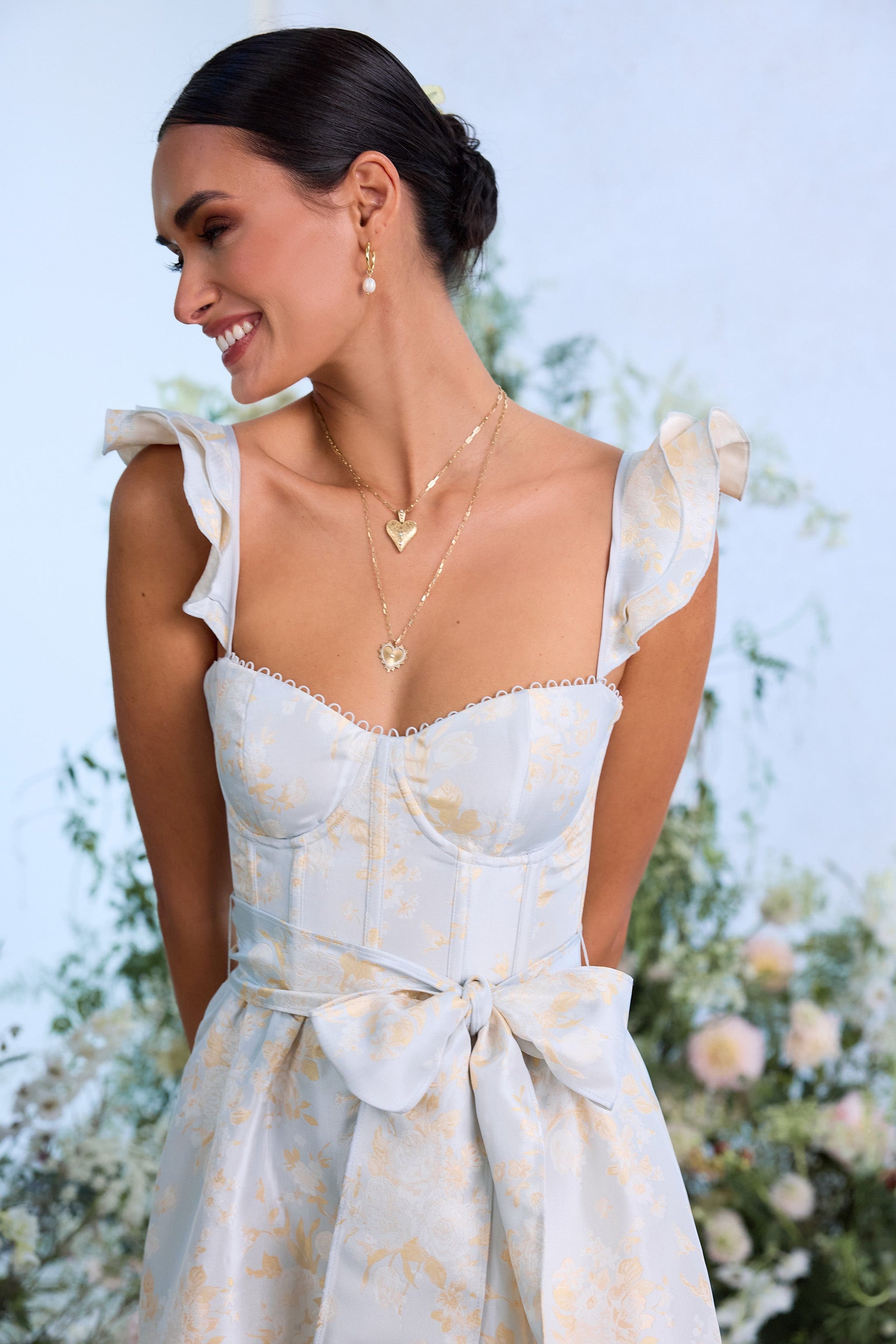 The Veronica Dress in Sky Windsor Brocade