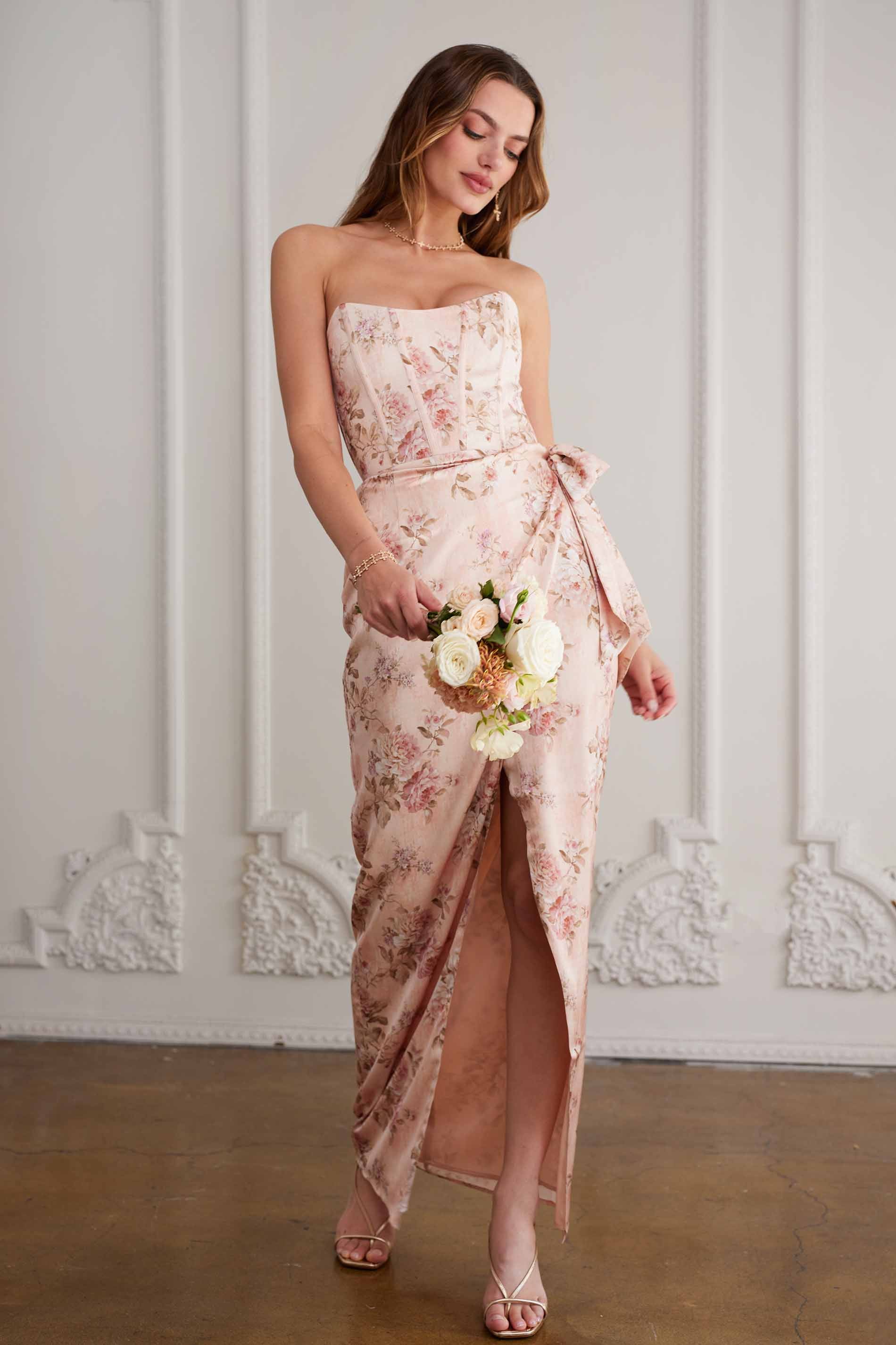 The June Dress in Peach Tapestry
