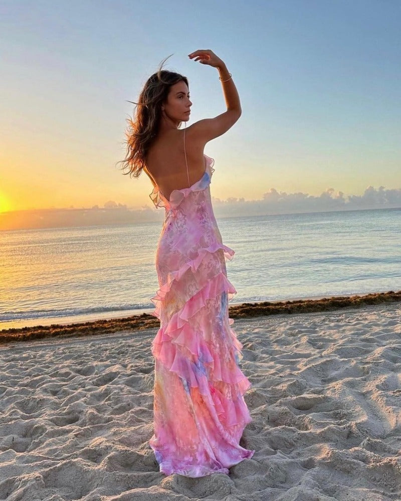 sexy halter peplum beach dress